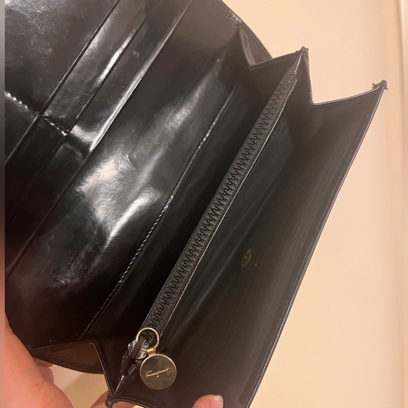 Salvatore Ferragamo Vintage Leather Wallet Gangini Black - Picture 12 of 13
